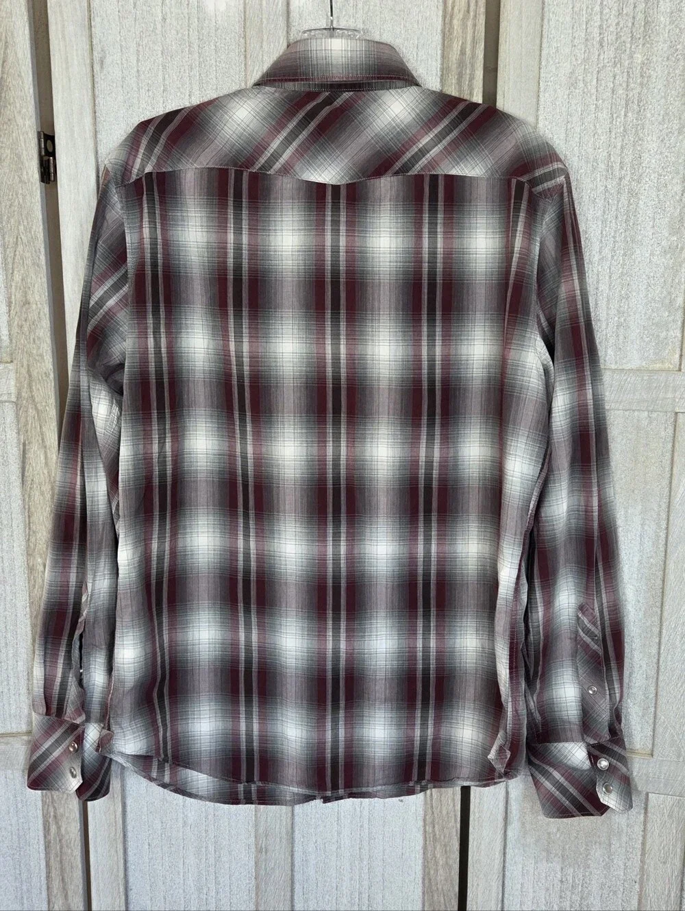 Banana Republic Western Pearl Snap Long Sleeve Shirt Mens Size S Plaid Cowboy